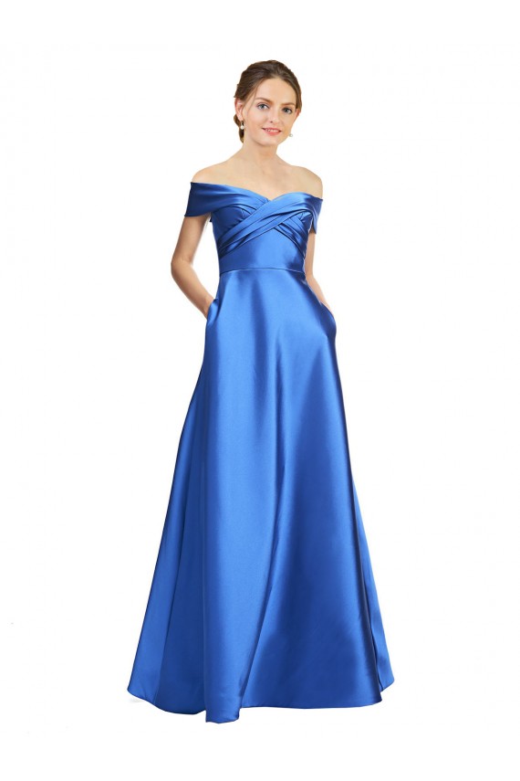 Comprar línea A Hombros Descubiertos Satén Largo Formales Vestidos de dama de honor / Vestidos de fiesta