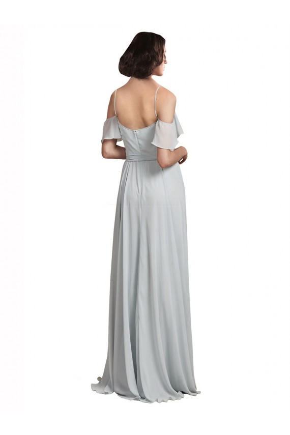 Comprar línea A Hombros Descubiertos Tirantes espagueti Gasa Largo Vestidos de dama de honor