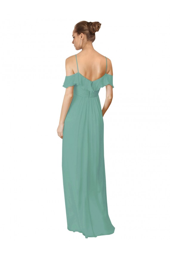 Comprar línea A Hombros Descubiertos Tirantes espagueti Gasa Largo Vestidos de dama de honor