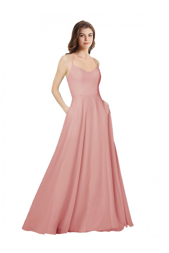 Comprar línea A Sin tirantes Gasa Largo Vestidos de dama de honor
