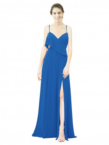 Comprar línea A Tirantes espagueti Gasa Largo Vestidos de dama de honor