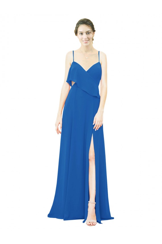Comprar línea A Tirantes espagueti Gasa Largo Vestidos de dama de honor