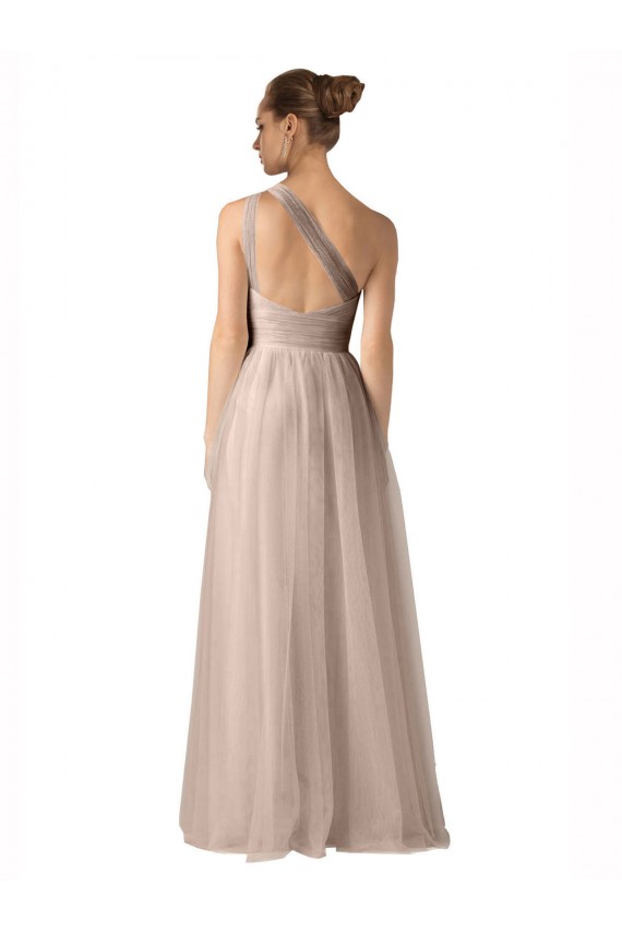 Comprar línea A Tirantes espagueti Tul Largo Vestidos de dama de honor