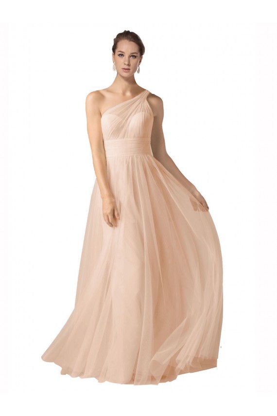 Comprar línea A Tirantes espagueti Tul Largo Vestidos de dama de honor
