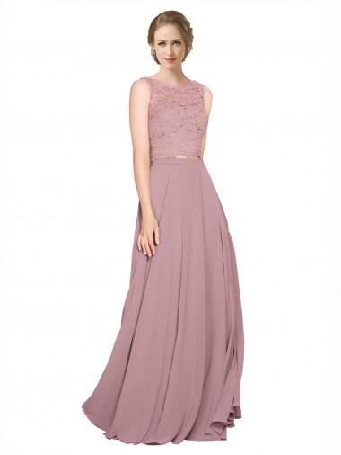 Comprar línea A Ilusión Gasa Encaje Largo Vestidos de dama de honor / Vestidos de fiesta