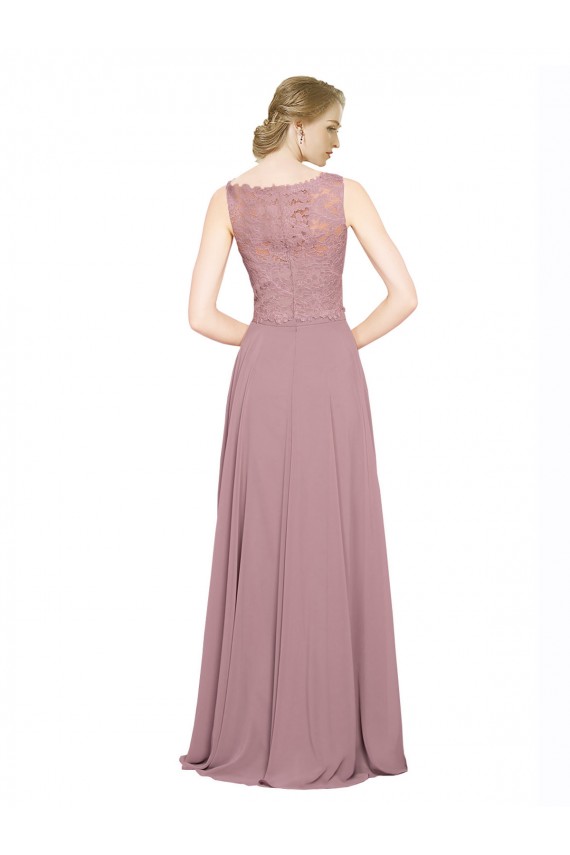 Comprar línea A Ilusión Gasa Encaje Largo Vestidos de dama de honor / Vestidos de fiesta